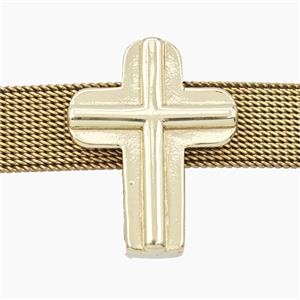 Copper Cross Beads Flat Hole Gold Plated, approx 19-24mm, 3-16mm hole