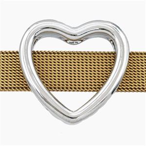 Copper Heart Beads Flat Hole Platinum Plated, approx 27mm, 3-16mm hole