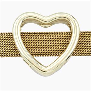 Copper Heart Beads Flat Hole Gold Plated, approx 27mm, 3-16mm hole