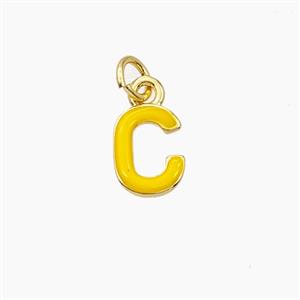 Copper Letter-C Pendant Enamel Gold Plated, approx 8-10mm