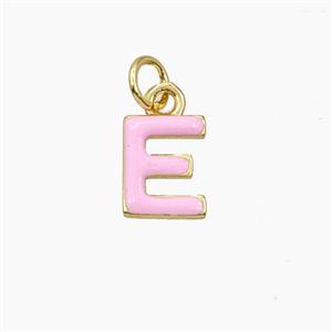 Copper Letter-E Pendant Enamel Gold Plated, approx 8-10mm