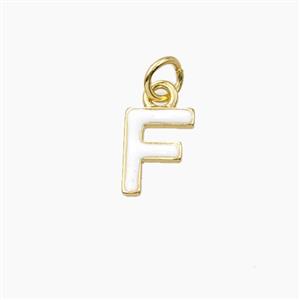 Copper Letter-F Pendant Enamel Gold Plated, approx 8-10mm