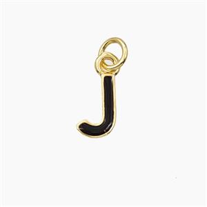 Copper Letter-J Pendant Enamel Gold Plated, approx 8-10mm