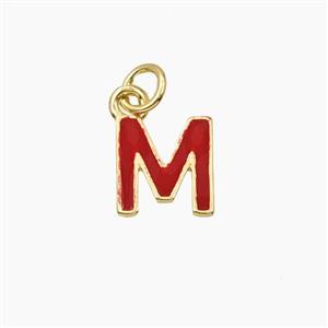 Copper Letter-M Pendant Enamel Gold Plated, approx 8-10mm
