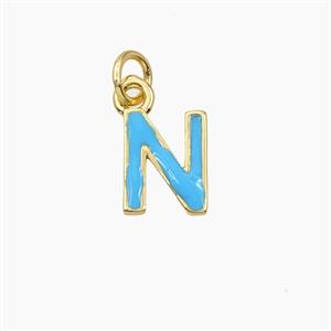 Copper Letter-N Pendant Enamel Gold Plated, approx 8-10mm