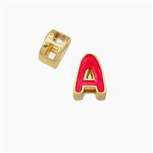 Copper Letter-A Beads Enamel 2Holes Gold Plated, approx 5-8mm, 3mm hole