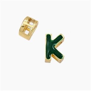 Copper Letter-K Beads Enamel 2Holes Gold Plated, approx 5-8mm, 3mm hole