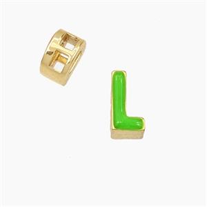 Copper Letter-L Beads Enamel 2Holes Gold Plated, approx 5-8mm, 3mm hole