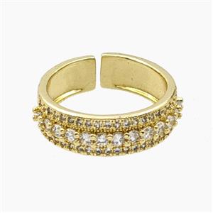 Copper Rings Pave Zirconia Gold Plated, approx 6mm, 18mm dia