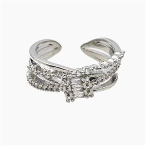 Copper Rings Pave Zirconia Platinum Plated, approx 8mm, 18mm dia