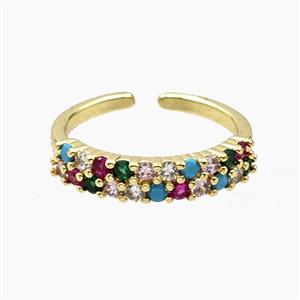 Copper Rings Pave Zirconia Gold Plated, approx 4mm, 18mm dia