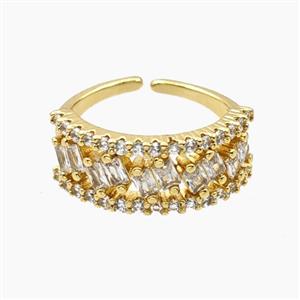 Copper Rings Pave Zirconia Gold Plated, approx 8mm, 18mm dia