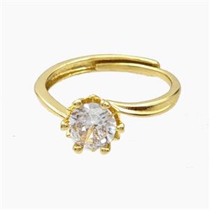 Copper Rings Pave Zirconia Adjustable Gold Plated, approx 8mm, 18mm dia