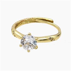 Copper Rings Pave Zirconia Adjustable Gold Plated, approx 8mm, 18mm dia