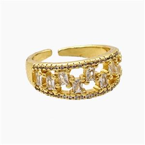 Copper Rings Pave Zirconia Gold Plated, approx 9mm, 18mm dia