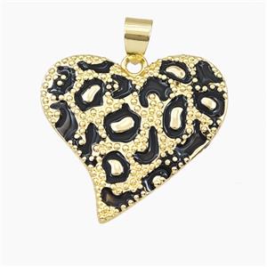 Copper Heart Pendant Black Enamel Bohemia Style Gold Plated, approx 27mm