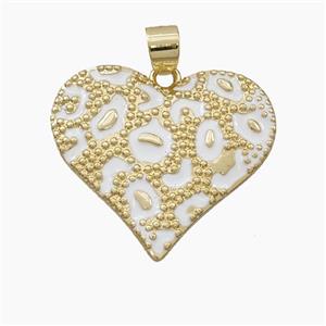 Copper Heart Pendant White Enamel Bohemia Style Gold Plated, approx 28mm
