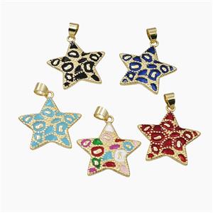 Copper Star Pendant Enamel Bohemia Style Gold Plated Mixed, approx 26mm
