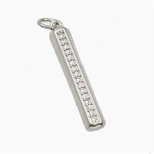 Copper Stick Pendant Pave Zirconia Platinum Plated, approx 4.5-25mm