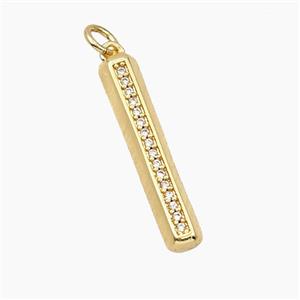 Copper Stick Pendant Pave Zirconia Gold Plated, approx 4.5-25mm