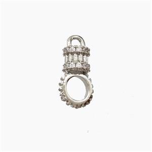 Copper Bail Pave Zirconia Platinum Plated, approx 8-12mm