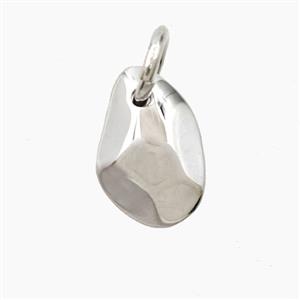 Copper Nugget Pendant Freeform Platinum Plated, approx 11-16mm