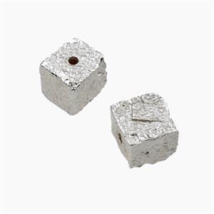 Copper Cube Beads Hammered Platinum Plated, approx 11x11x11mm