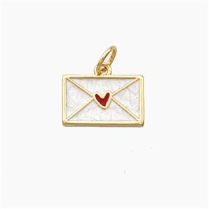 Copper Envelope Pendant Enamel Heart Gold Plated, approx 8-13mm