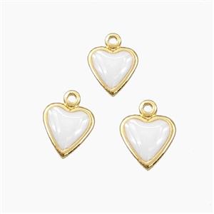 Copper Heart Pendant White Enamel Gold Plated, approx 6mm