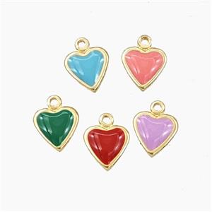 Copper Heart Pendant Enamel Gold Plated Mixed, approx 6mm