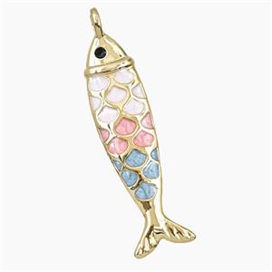 Copper Fish Pendant Enamel Gold Plated, approx 11-42mm