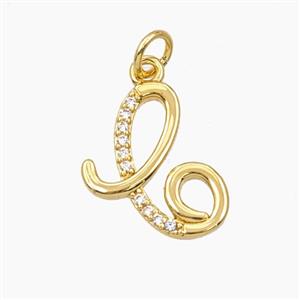 Copper Letter-C Pendant Pave Zirconia Gold Plated, approx 12-20mm