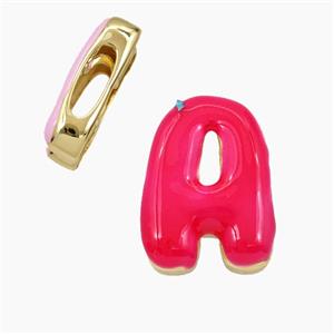 Enamel Copper Letter Bead, Gold Plated, approx 13-21mm, 3-11mm hole