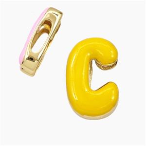 Enamel Copper Letter Bead, Gold Plated, approx 13-21mm, 3-11mm hole
