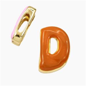 Enamel Copper Letter Bead, Gold Plated, approx 13-21mm, 3-11mm hole