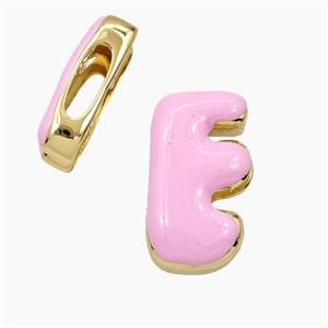 Enamel Copper Letter Bead, Gold Plated, approx 13-21mm, 3-11mm hole