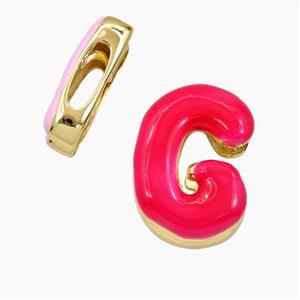 Enamel Copper Letter Bead, Gold Plated, approx 13-21mm, 3-11mm hole