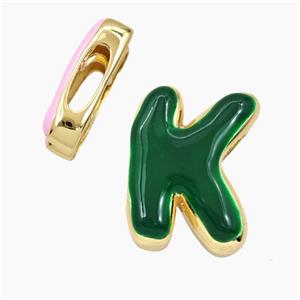 Enamel Copper Letter Bead, Gold Plated, approx 13-21mm, 3-11mm hole