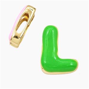 Enamel Copper Letter Bead, Gold Plated, approx 13-21mm, 3-11mm hole