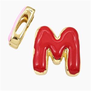Enamel Copper Letter Bead, Gold Plated, approx 13-21mm, 3-11mm hole