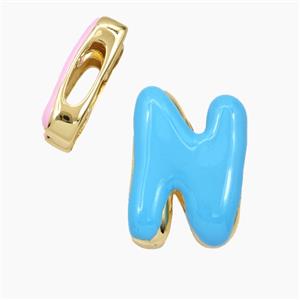 Enamel Copper Letter Bead, Gold Plated, approx 13-21mm, 3-11mm hole