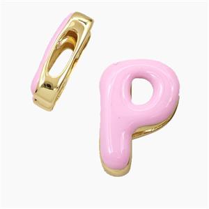 Enamel Copper Letter Bead, Gold Plated, approx 13-21mm, 3-11mm hole