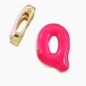 Enamel Copper Letter Bead, Gold Plated, approx 13-21mm, 3-11mm hole