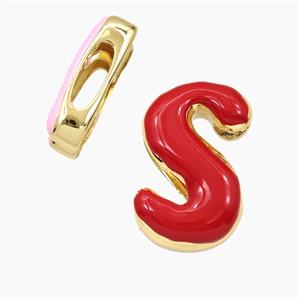 Enamel Copper Letter Bead, Gold Plated, approx 13-21mm, 3-11mm hole