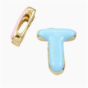 Enamel Copper Letter Bead, Gold Plated, approx 13-21mm, 3-11mm hole