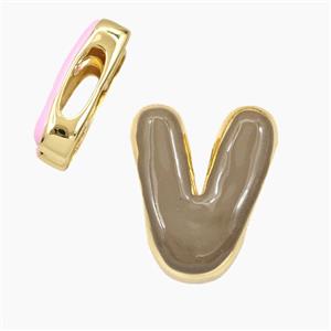 Enamel Copper Letter Bead, Gold Plated, approx 13-21mm, 3-11mm hole