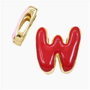 Enamel Copper Letter Bead, Gold Plated, approx 13-21mm, 3-11mm hole