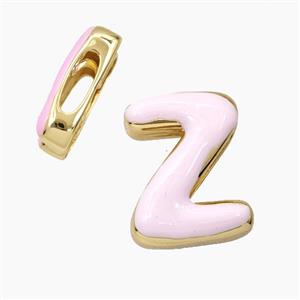 Enamel Copper Letter Bead, Gold Plated, approx 13-21mm, 3-11mm hole