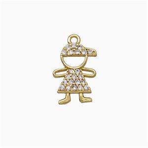 Copper Kids Boy Pendant Pave Zirconia Gold Plated, approx 10-12mm