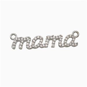 Copper Mama Pendant Pave Zirconia 2loops Platinum Plated, approx 5-30mm